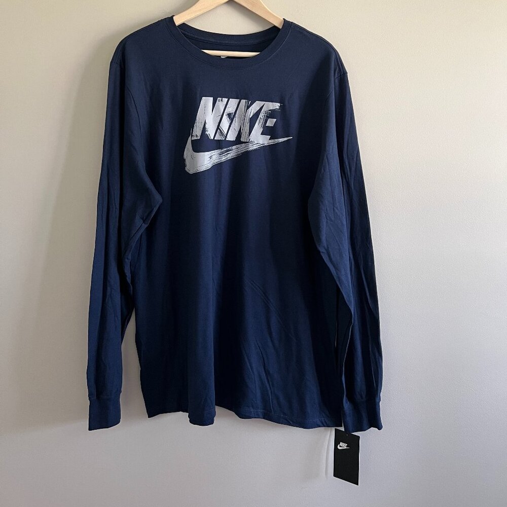 NWT | Nike Men’s Long Sleeve T-Shirt | Size XL | Navy Blue | 100% Cotton